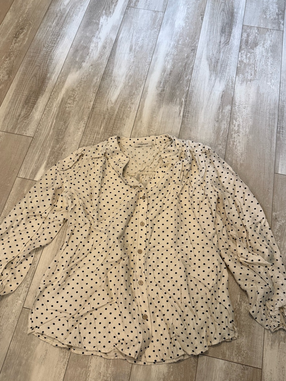 PinkBlush Maternity Cream & Black Polka Dot Button Down | Size L | EUC